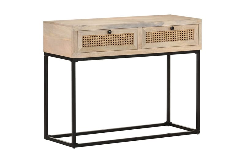 Konsolbord 100x35x76 cm massivt mangoträ och naturlig rottin - Möbler - Bord & matgrupper - Avlastningsbord - Konsolbord & sidobord