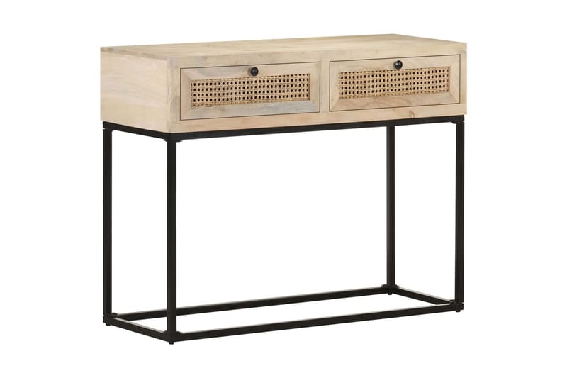 Konsolbord 100x35x76 cm massivt mangoträ och naturlig rottin - Möbler - Bord & matgrupper - Avlastningsbord - Konsolbord & sidobord
