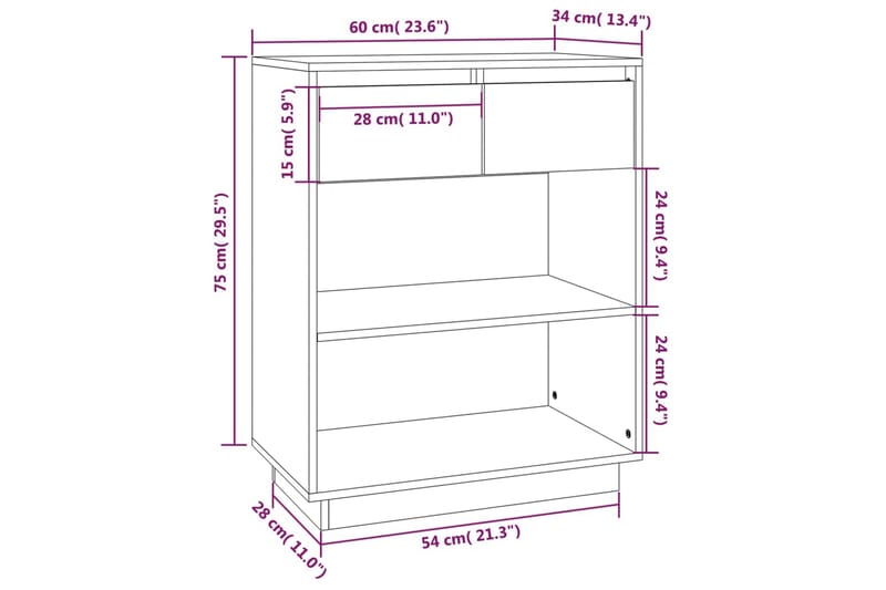 Konsolbord 60x34x75 cm massiv furu - Brun - Hallbord - Konsolbord & sidobord