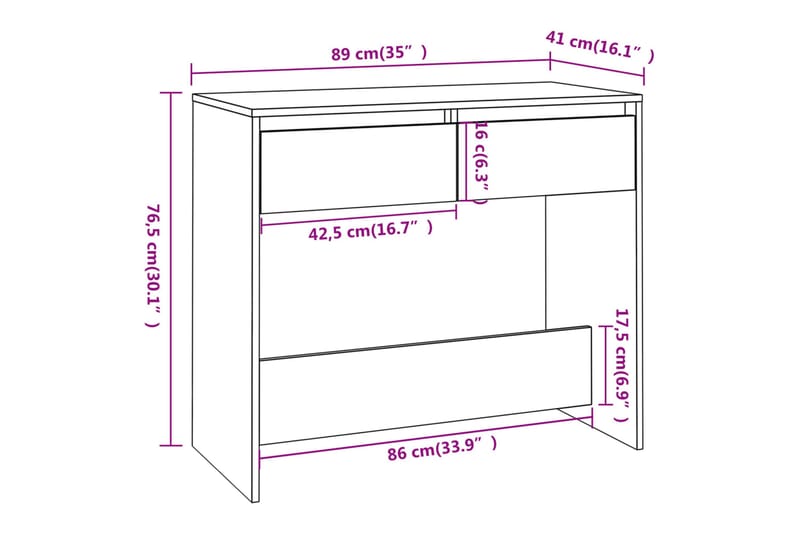 Konsolbord betonggrå 89x41x76,5 cm stål - Grå - Konsolbord & sidobord - Hallbord