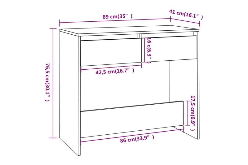 Konsolbord brun ek 89x41x76,5 cm stål - Brun - Möbler - Bord & matgrupper - Avlastningsbord - Konsolbord & sidobord