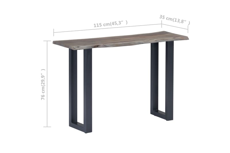 Konsolbord grå 115x35x76 cm massivt akaciaträ och järn - Grå - Hallbord - Konsolbord & sidobord