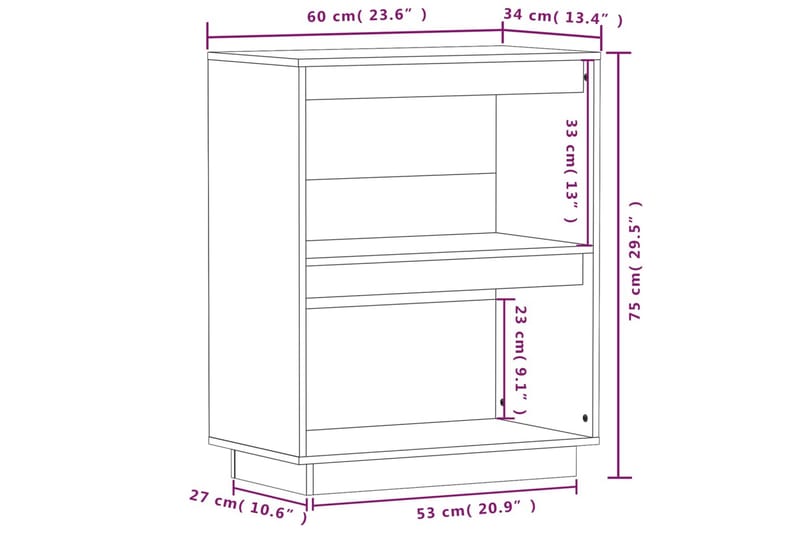 Konsolbord honungsbrun 60x34x75 cm massiv furu - Brun - Möbler - Bord & matgrupper - Avlastningsbord - Konsolbord & sidobord