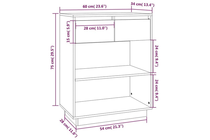 Konsolbord honungsbrun 60x34x75 cm massiv furu - Brun - Hallbord - Konsolbord & sidobord