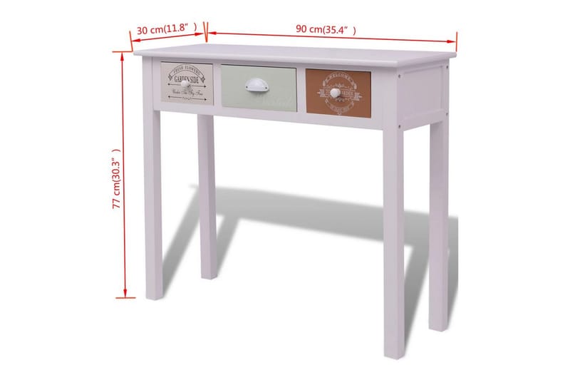 Konsolbord i fransk stil trä - Vit - Hallbord - Konsolbord & sidobord