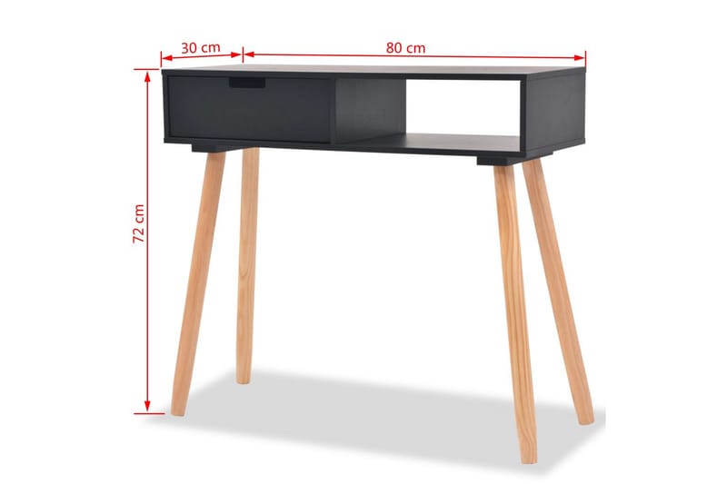 Konsolbord massiv furu 80x30x72 cm svart - Svart - Möbler - Bord & matgrupper - Avlastningsbord - Konsolbord & sidobord