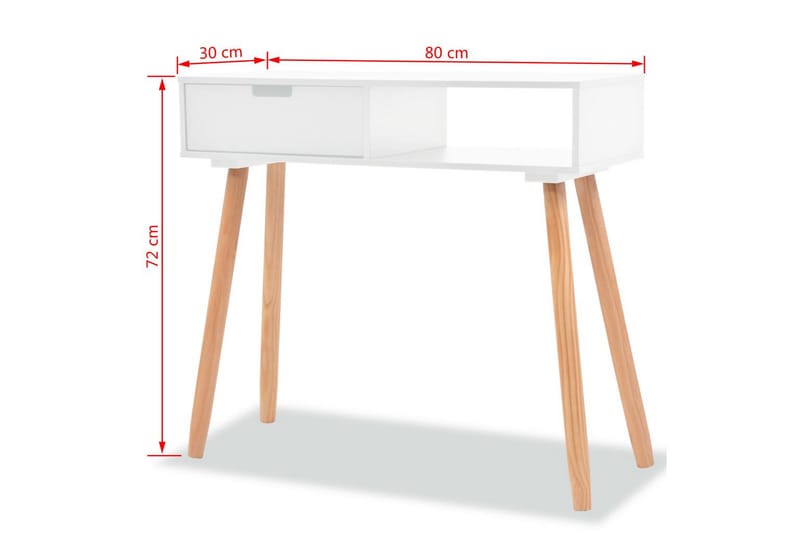 Konsolbord massiv furu 80x30x72 cm vit - Vit - Hallbord - Konsolbord & sidobord
