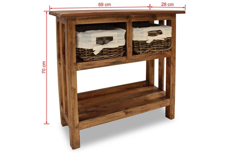 Konsolbord massivt återvunnet trä 69x28x70 cm - Brun - Konsolbord & sidobord - Hallbord