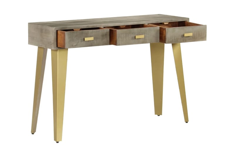 Konsolbord massivt mangoträ grå med mässing 110x35x76 cm - Grå - Hallbord - Konsolbord & sidobord