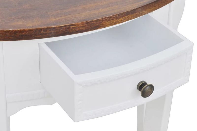 Konsolbord med låda och brun bordskiva halvrund - Vit - Hallbord - Konsolbord & sidobord