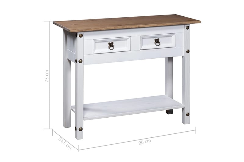 Konsolbord mexikansk Coronastil furu vit 90x34,5x73 cm - Vit - Möbler - Bord & matgrupper - Avlastningsbord - Konsolbord & sidobord