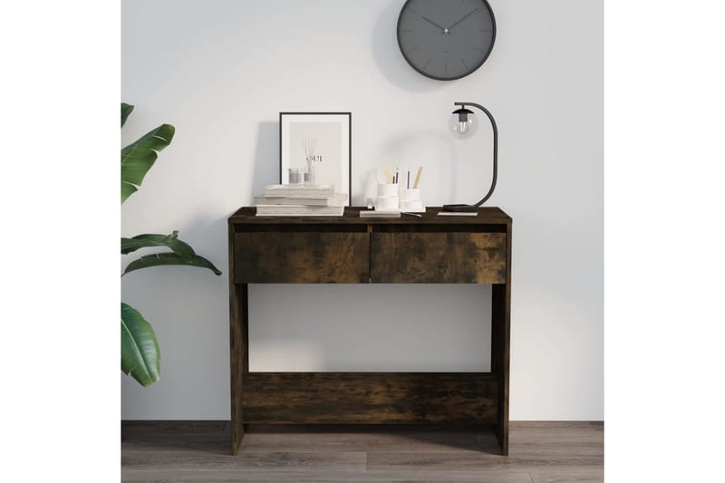 Konsolbord rökfärgad ek 89x41x76,5 cm stål - Brun - Möbler - Bord & matgrupper - Avlastningsbord - Konsolbord & sidobord