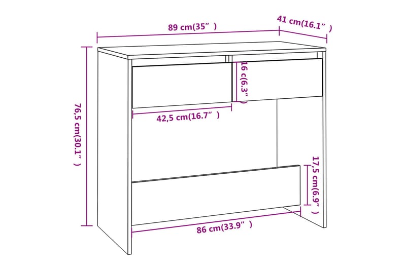 Konsolbord rökfärgad ek 89x41x76,5 cm stål - Brun - Möbler - Bord & matgrupper - Avlastningsbord - Konsolbord & sidobord