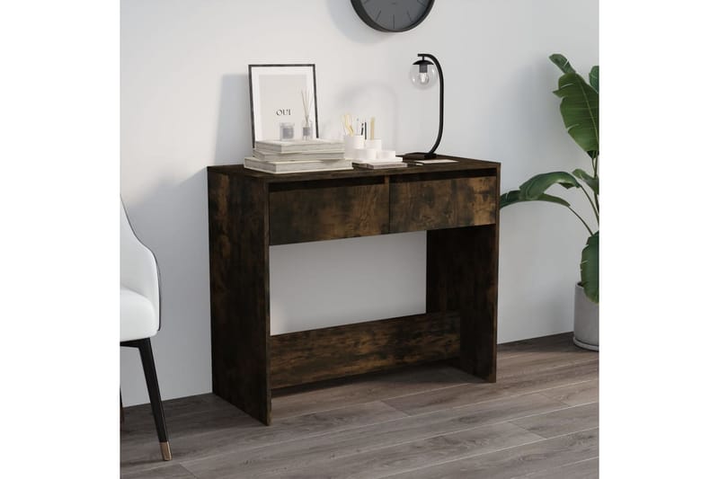 Konsolbord rökfärgad ek 89x41x76,5 cm stål - Brun - Möbler - Bord & matgrupper - Avlastningsbord - Konsolbord & sidobord