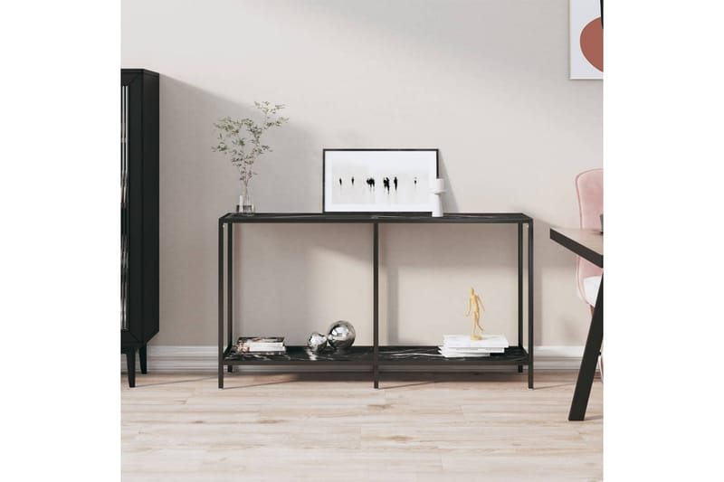 Konsolbord svart 140x35x75,5 cm härdat glas - Svart - Konsolbord & sidobord - Hallbord