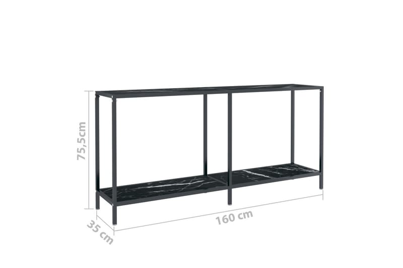 Konsolbord svart 160x35x75,5 cm härdat glas - Svart - Hallbord - Konsolbord & sidobord