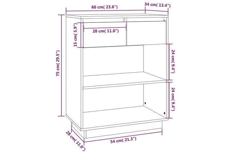 Konsolbord svart 60x34x75 cm massiv furu - Svart - Möbler - Bord & matgrupper - Avlastningsbord - Konsolbord & sidobord