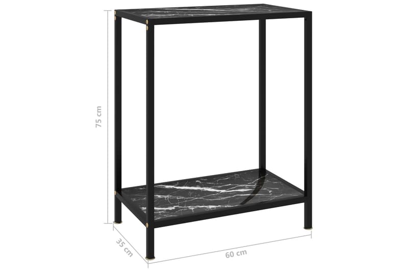 Konsolbord svart 60x35x75 cm härdat glas - Svart - Lampbord - Brickbord & småbord