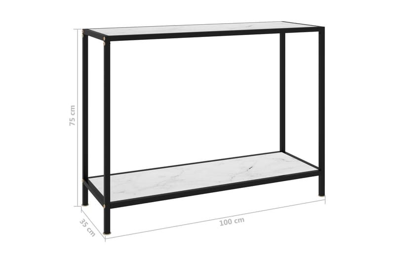 Konsolbord vit 100x35x75 cm härdat glas - Vit - Hallbord - Konsolbord & sidobord