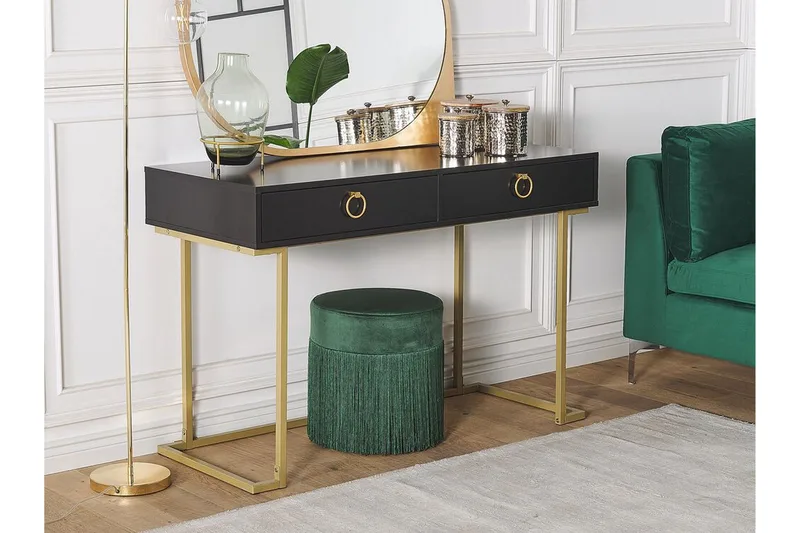Konsolbord/skrivbord svart/guld WESTPORT - Svart - Möbler - Bord & matgrupper - Avlastningsbord - Konsolbord & sidobord