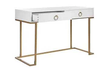 Konsolbord/skrivbord vit/guld WESTPORT - Vit - Möbler - Bord & matgrupper - Avlastningsbord - Konsolbord & sidobord