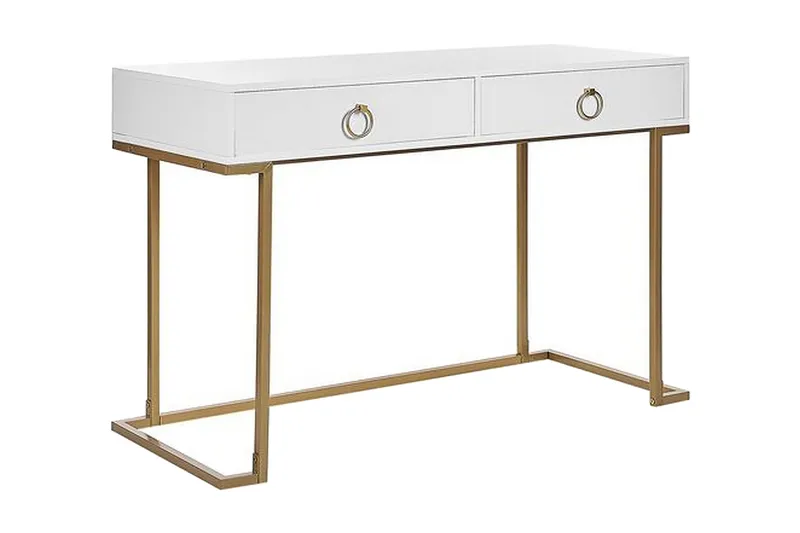 Konsolbord/skrivbord vit/guld WESTPORT - Vit - Möbler - Bord & matgrupper - Avlastningsbord - Konsolbord & sidobord