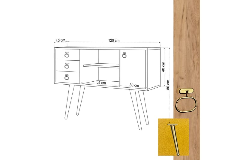 Konsollbord 120 cm - Natur/Gul - Hallbord - Konsolbord & sidobord