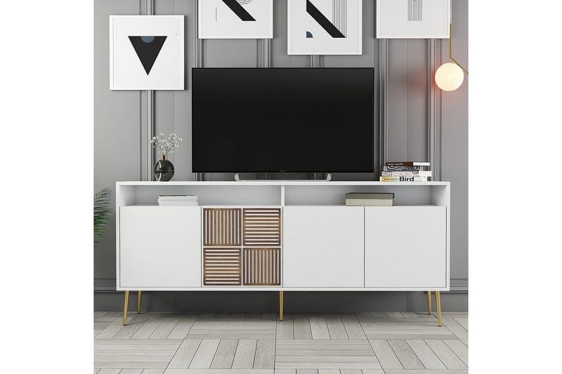 Lissione Konsollbord 180 cm - Guld/Vit - Möbler - Tv möbel & mediamöbel - TV skåp