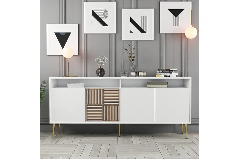 Lissione Konsollbord 180 cm, Guld/Vit