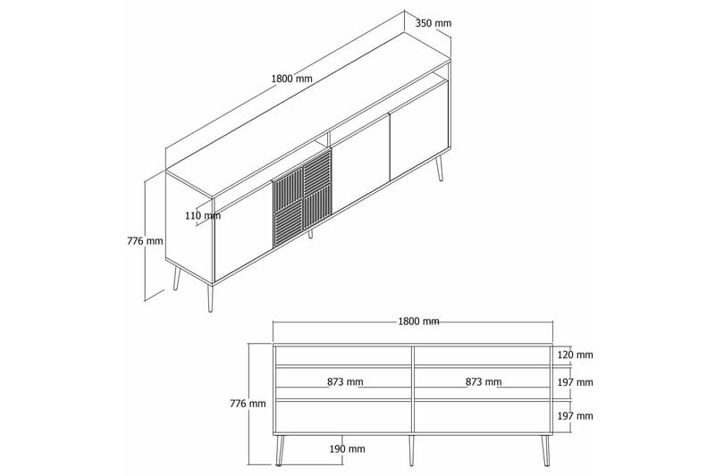 Lissione Konsollbord 180 cm - Guld/Vit - Möbler - Bord & matgrupper - Avlastningsbord - Konsolbord & sidobord