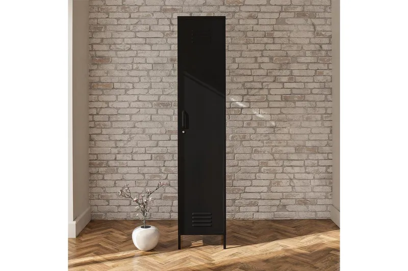 Konsollbord Loft24 Högskåp Mission District 38x40x185 cm, Svart Svart - Möbler - Bord & matgrupper - Avlastningsbord - Hallbord