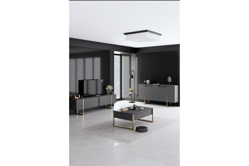 Luxe Konsollbord 160 cm - Grå/Guld - Förvaring - Förvaringsmöbler - Sideboard & skänk