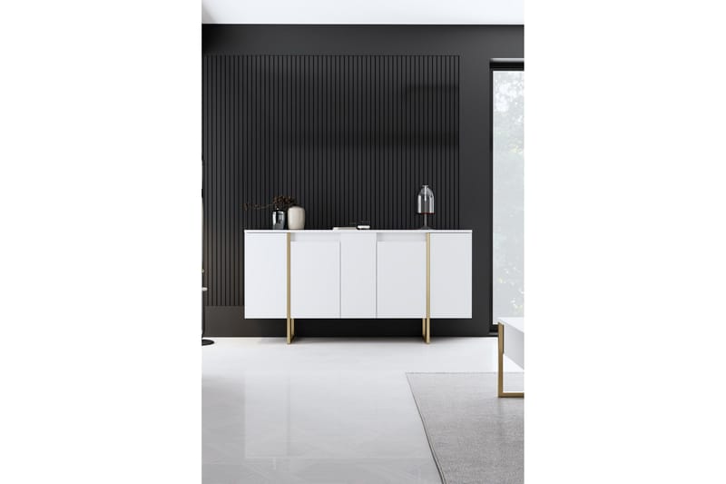 Luxe Konsollbord 160 cm - Vit/Guld - Förvaring - Förvaringsmöbler - Sideboard & skänk
