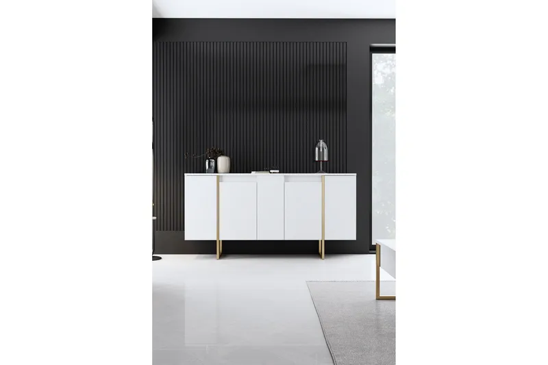 Luxe Konsollbord 160 cm - Vit/Guld - Förvaring - Förvaringsmöbler - Sideboard & skänk