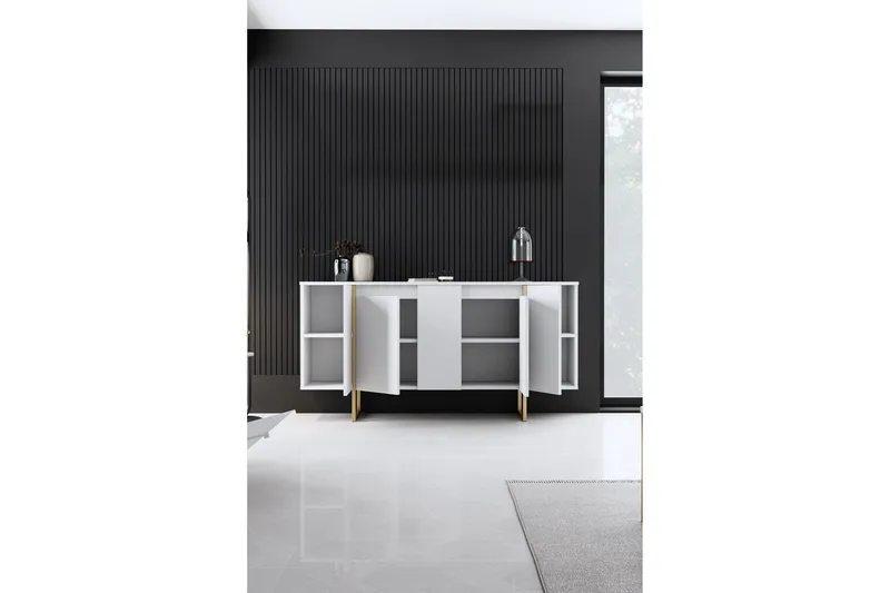 Luxe Konsollbord 160 cm - Vit/Guld - Förvaring - Förvaringsmöbler - Sideboard & skänk