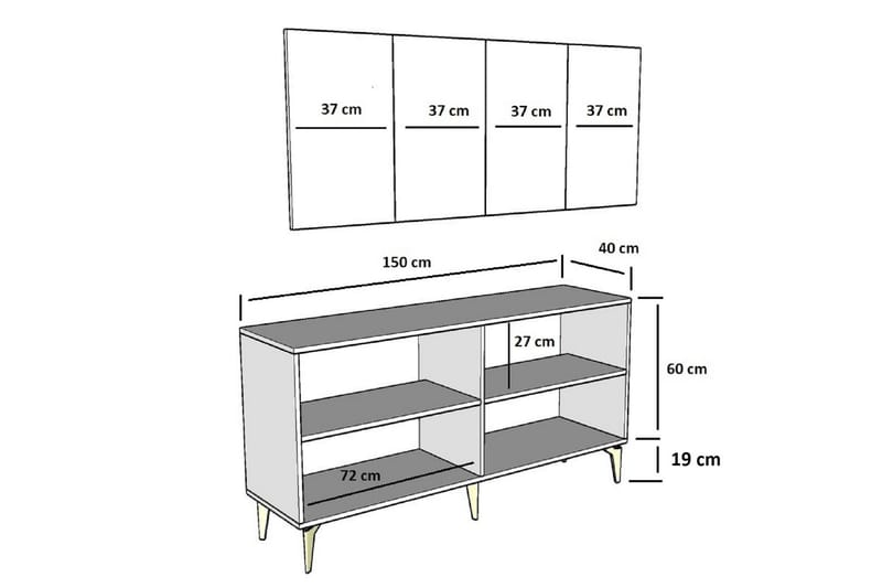 Naruyuki Konsollbord 150 cm - Guld/Vit - Hallbord - Konsolbord & sidobord