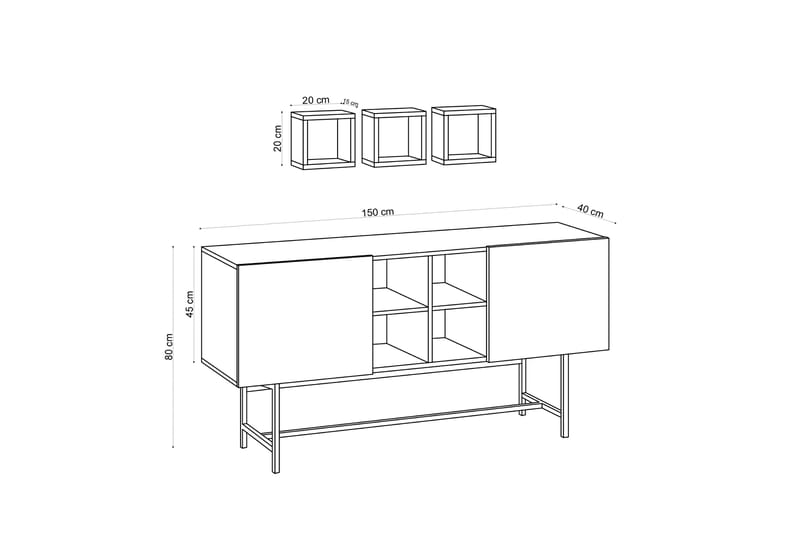 Newlina Konsollbord 150 cm - Blå/Natur - Hallbord - Konsolbord & sidobord