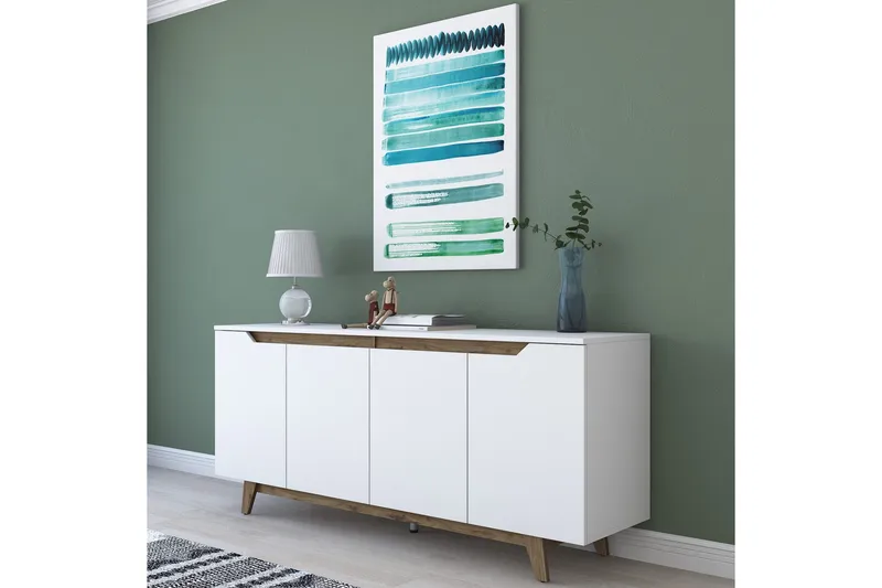 Porzic Konsollbord 180 cm - Vit/Mörkbrun - Möbler - Bord & matgrupper - Avlastningsbord - Konsolbord & sidobord