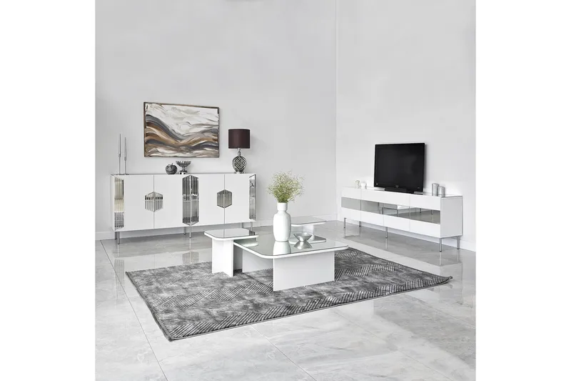 Stedum Konsollbord 180 cm - Vit/Silver - Förvaring - Förvaringsmöbler - Sideboard & skänk