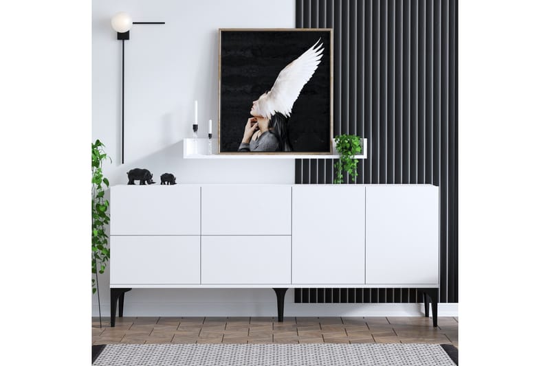 Zortea Konsollbord 180x80 cm Vit/Svart - Hanah Home - Möbler - Bord & matgrupper - Avlastningsbord - Konsolbord & sidobord