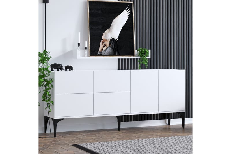 Zortea Konsollbord 180x80 cm Vit/Svart - Hanah Home - Möbler - Bord & matgrupper - Avlastningsbord - Konsolbord & sidobord