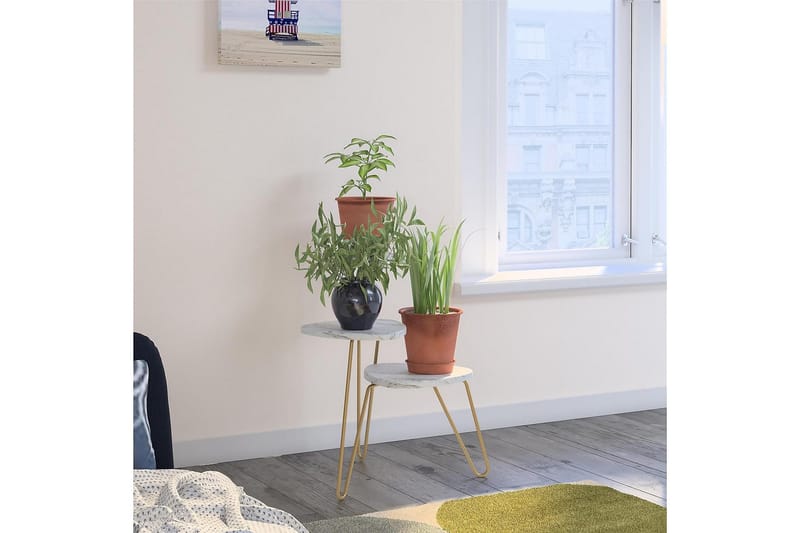 Athena Sidobord 55 cm Marmorlook/Vit/Mässing - Novogratz - Möbler - Bord & matgrupper - Avlastningsbord - Lampbord