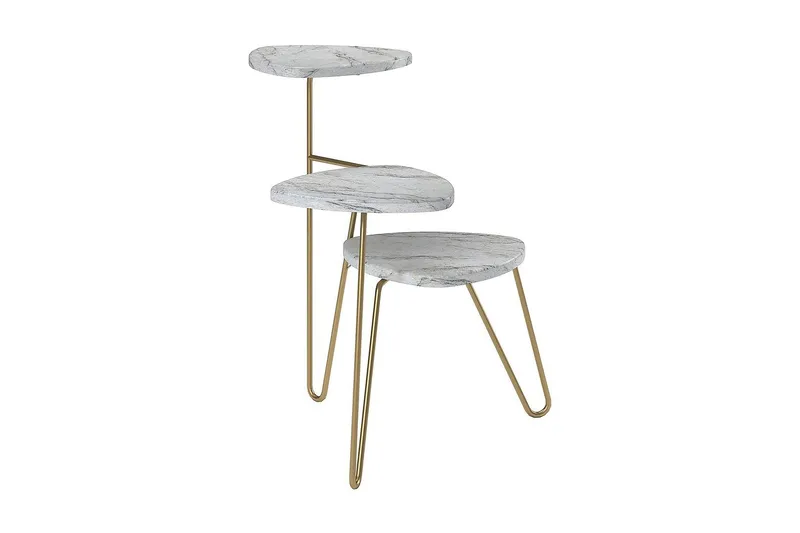 Athena Sidobord 55 cm Marmorlook/Vit/Mässing - Novogratz - Möbler - Bord & matgrupper - Avlastningsbord - Lampbord