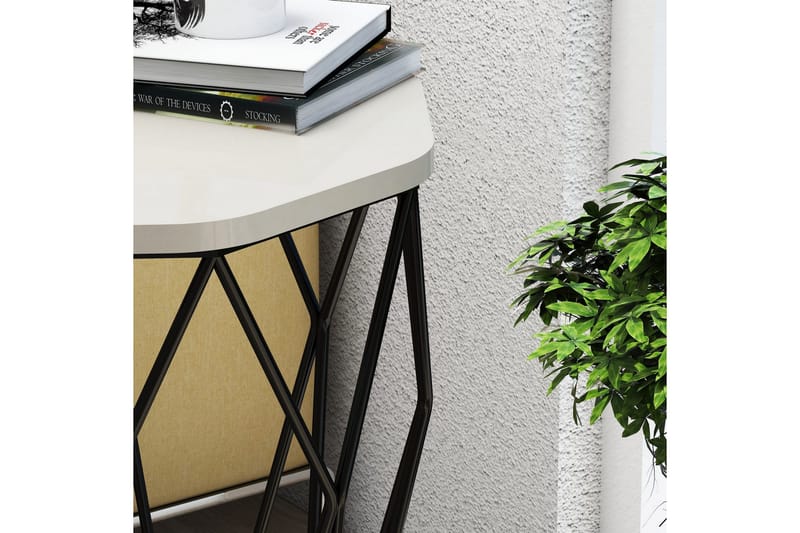 Bojana Sidobord Runt 46 cm - Beige/Svart - Möbler - Bord & matgrupper - Avlastningsbord - Lampbord