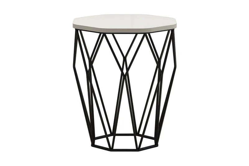 Bojana Sidobord Runt 46 cm - Beige/Svart - Möbler - Bord & matgrupper - Avlastningsbord - Lampbord