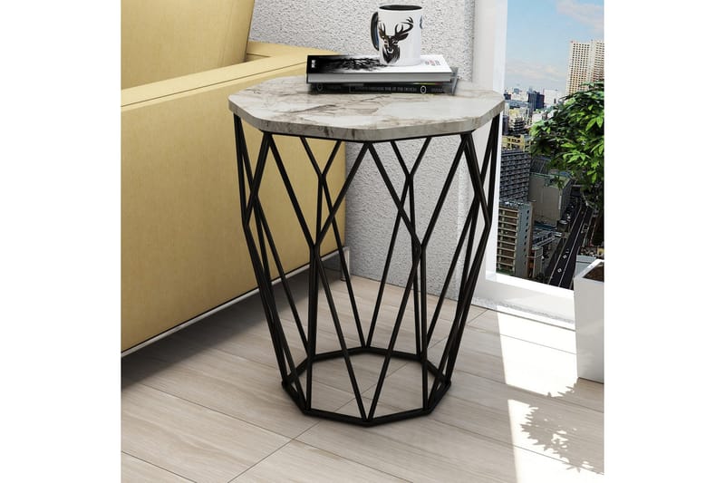 Bojana Sidobord Runt 46 cm - Grå/Svart - Möbler - Bord & matgrupper - Avlastningsbord - Lampbord