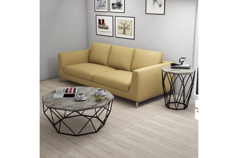 Bojana Sidobord Runt 46 cm - Grå/Svart - Möbler - Bord & matgrupper - Avlastningsbord - Lampbord