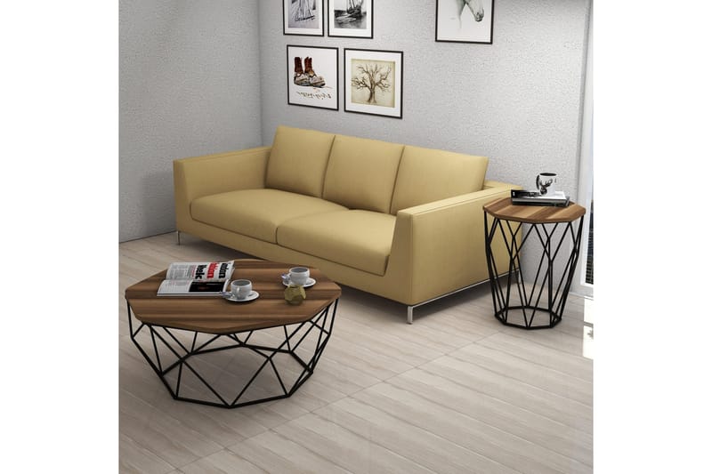 Bojana Sidobord Runt 46 cm - Mörkbrun/Svart - Möbler - Bord & matgrupper - Avlastningsbord - Lampbord