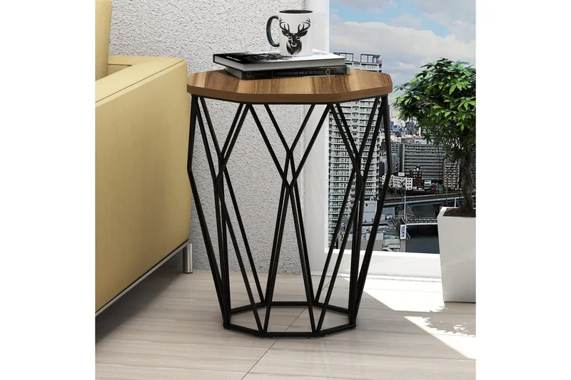 Bojana Sidobord Runt 46 cm - Mörkbrun/Svart - Möbler - Bord & matgrupper - Avlastningsbord - Lampbord