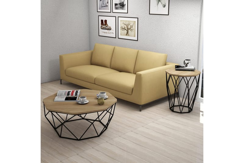 Bojana Sidobord Runt 46 cm - Natur/Svart - Möbler - Bord & matgrupper - Avlastningsbord - Lampbord